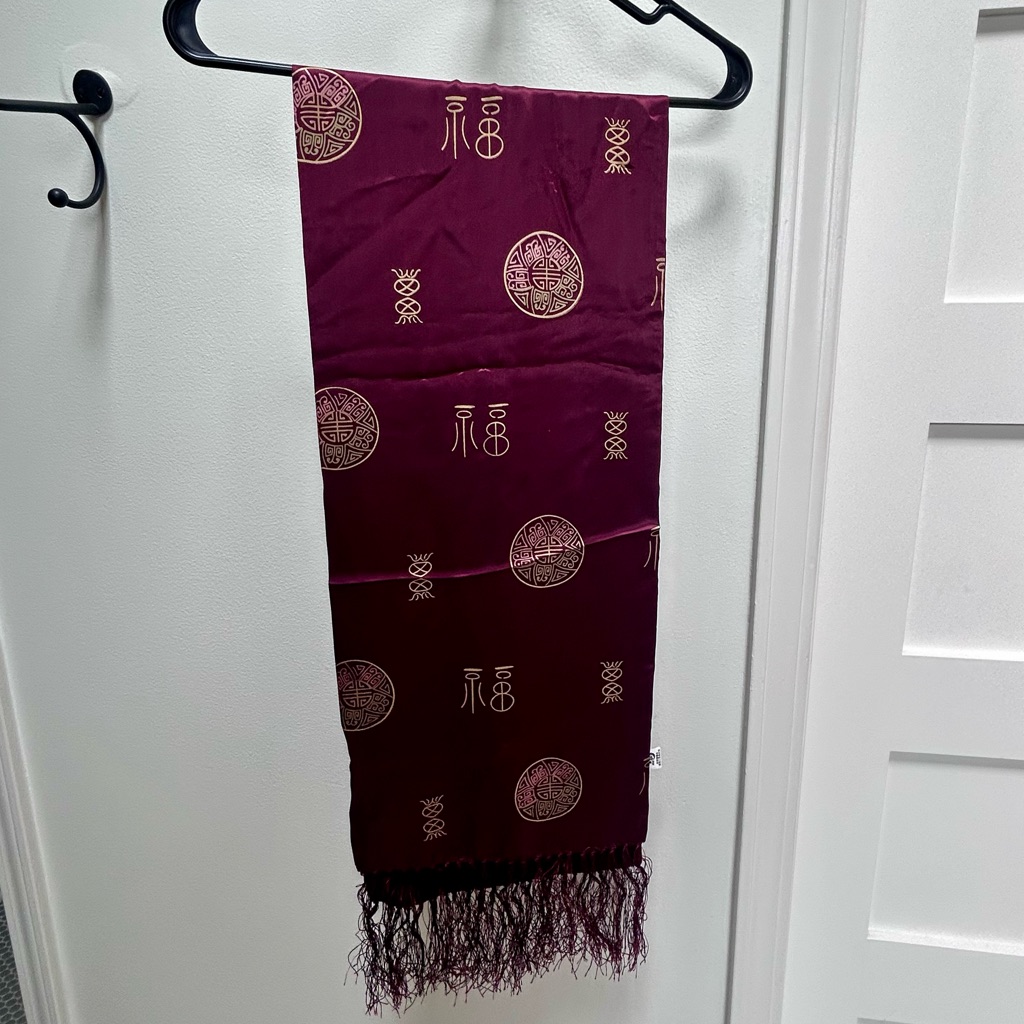 Burgundy And Gold 100 Silk Scarf